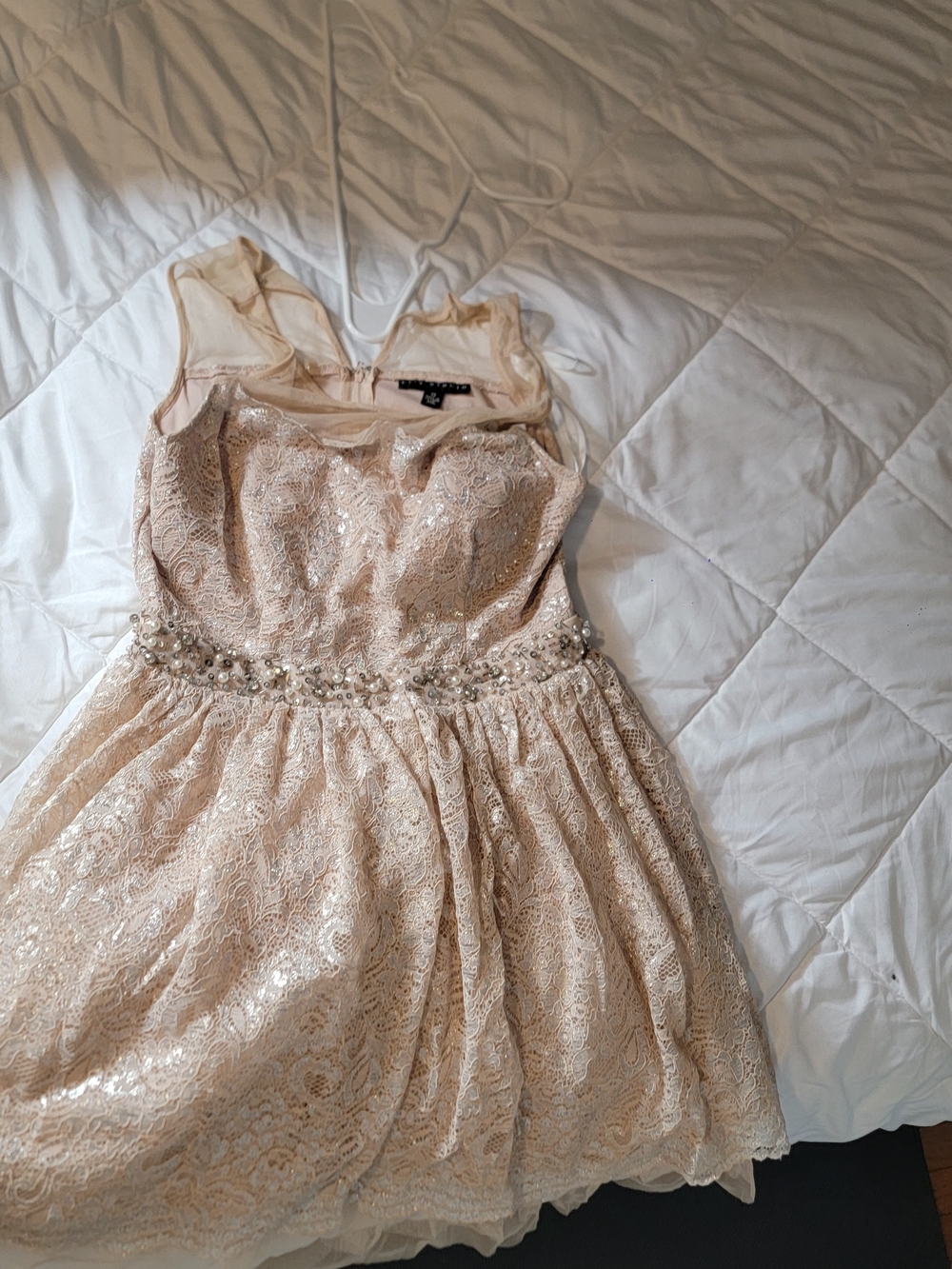 Xhilaration Blush Lace A-Line Dress with Beaded Waist